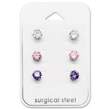 Korvakorut 3 paria 5mm Cubic Zirconia.