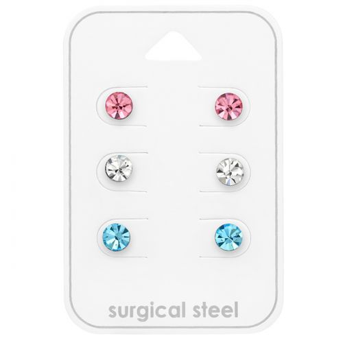 Korvakorut 3 paria 5 mm Steel Round.