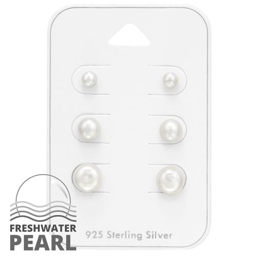 Korvakorut 3 paria Fresh Water Pearl.