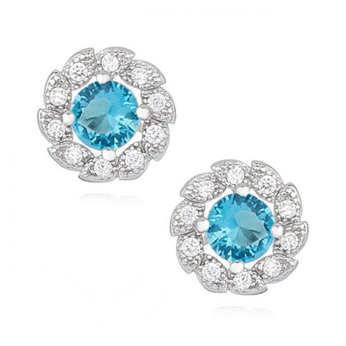 Korvakorut Hopea Earrings With Aqua Zirconia.