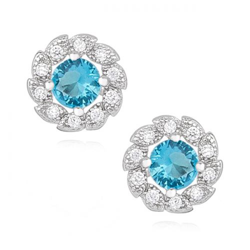 Korvakorut Hopea Earrings With Aqua Zirconia.