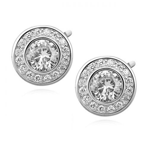 Korvakorut Hopea Elegant Round Earrings White Zirconia