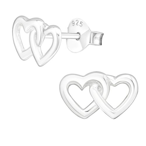 Sydän Korvakorut Hopea Double Heart