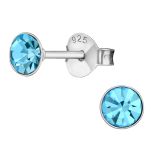 Korvakorut Hopea Silver Round 4mm Aqua.