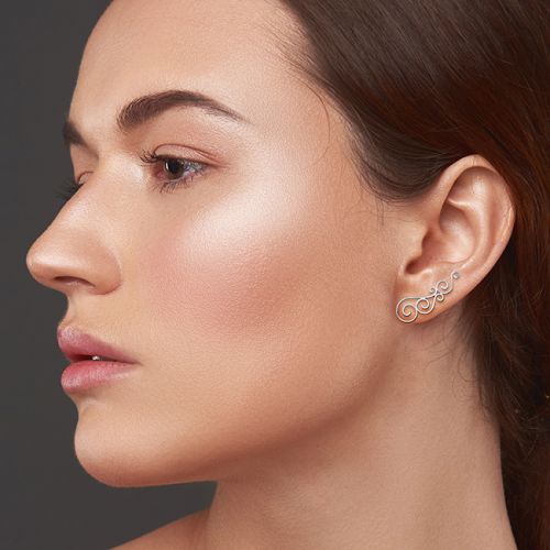 Korvakorut Teräs Filigree Swirl Fiiliskuva.