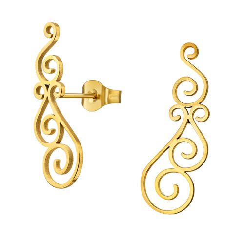 Korvakorut Teräs Filigree Swirl Gold.
