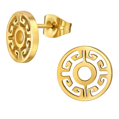 Korvakorut Teräs Greek Key Circle Gold.