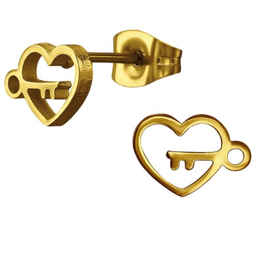 Korvakorut Teräs Heart with Key Gold.