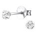 Hopeiset 3 mm Zirkonia Korvakorut.