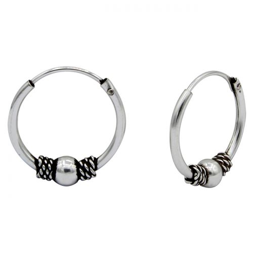 Korvarenkaat Hopea Silver 14mm Bali Hoop.