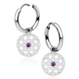 korvarenkaat Teräs Amethyst Halo Charm Hoop.
