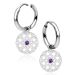 korvarenkaat Teräs Amethyst Halo Charm Hoop.