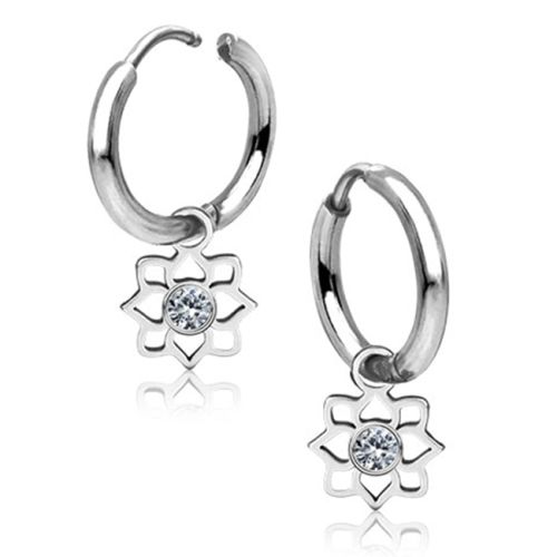 korvarenkaat Teräs Crystal Bloom Charm Hoop.