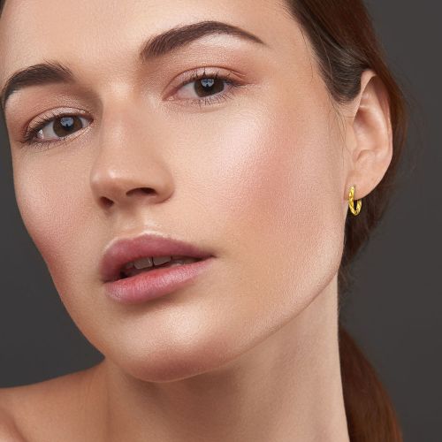 Korvarenkaat Teräs Gold 12mm Diamond Cut fiiliskuva.