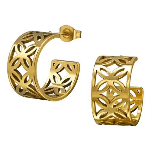 korvarenkaat Teräs Half Hoop Gold Flower.