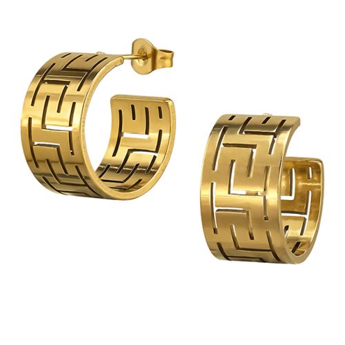 korvarenkaat Teräs Half Hoop Gold Patterned.