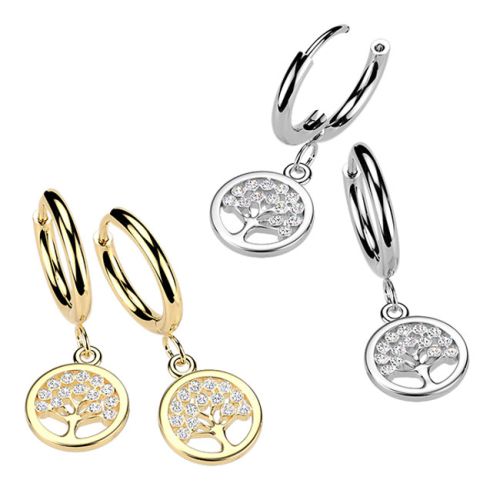 korvarenkaat Teräs Tree of Life With CZ.