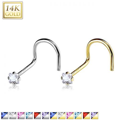 Nenäkoru Kulta 14K "Square 2mm Prong Set"