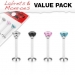 Huulikoru "4 kpl Steel Internally Threaded Labret Prong Set"