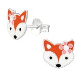Hopeiset Lasten korvakorut "Flower Fox" 