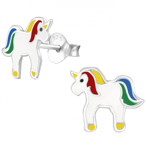 Hopeiset Lasten Korvakorut "Rainbow Unicorn Ear Studs"