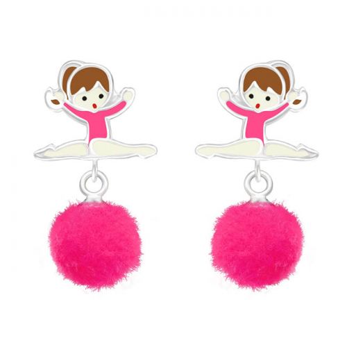 Hopeiset Lasten Korvakorut "Ballet Dancer With Pom pom"