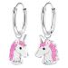 Lasten Korvakorut Hopea Charm Hoop Glitter Unicorn.