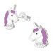 Hopeiset Lasten Korvakorut "Purple Unicorn with Crystal"