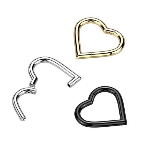 Lävistysrengas Titaani Heart Hinged Segment Hoop Ring.