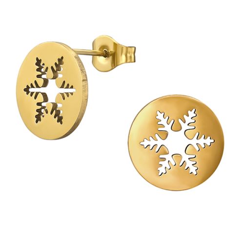 Lumihiutale Korvakorut Teräs Laser Cut Gold.