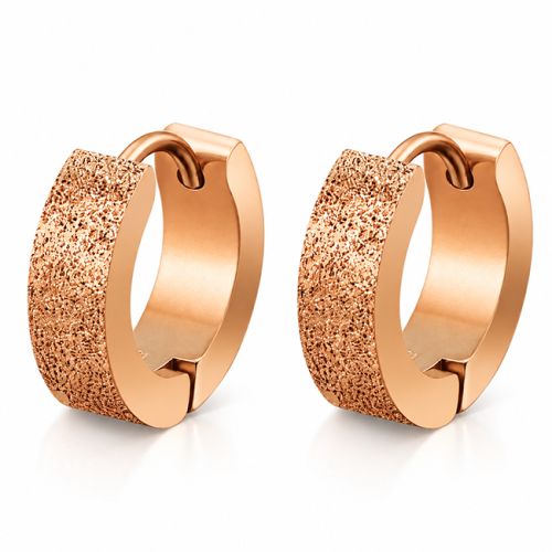 Miesten Korvakorut 4 mm Sandblast Huggie Earrings Rosegold.