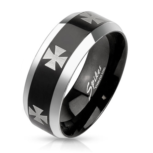 Miesten Terässormus "Iron Cross Steel Black Ring"