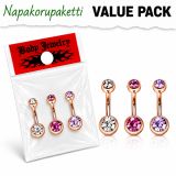 Napakoru 3 kpl Ruusukulta Kirkas/Pink/Violet.