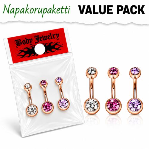 Napakoru 3 kpl Ruusukulta Kirkas/Pink/Violet.