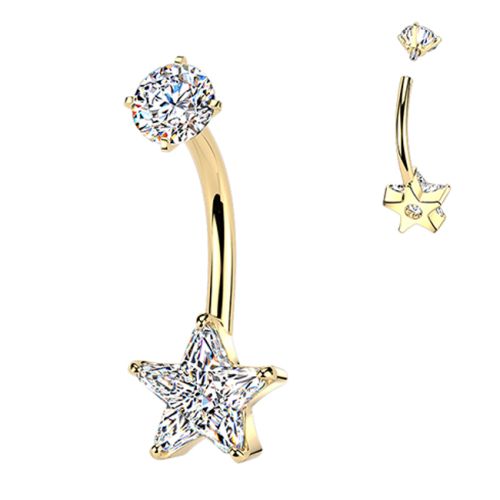 Napakoru Internally Threaded Star With CZ. Väri: Kulta.