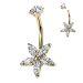 Napakoru Kirurginteräs Internally Threaded Marquise CZ Flower. Väri: Kulta.