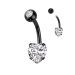 Napakoru Kirurginteräs Prong Set 8mm Heart CZ. Väri: Blacksteel.