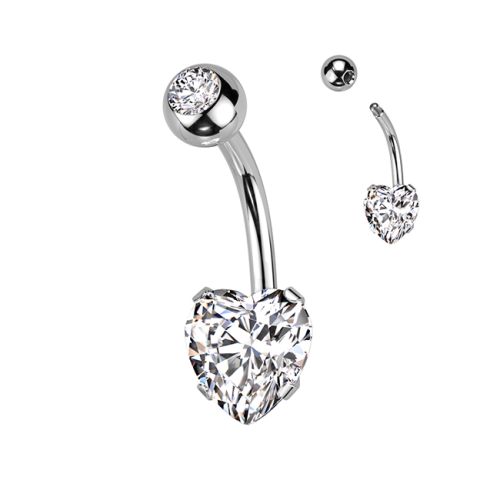Napakoru Kirurginteräs Prong Set 8mm Heart CZ. Väri: Kirkas.
