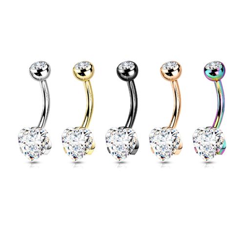 Napakoru Kirurginteräs Prong Set 8mm Heart CZ.