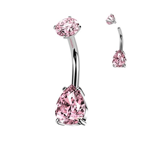 Napakoru Kirurginteräs Teardrop CZ. Väri: Pink.