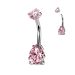 Napakoru Kirurginteräs Teardrop CZ. Väri: Pink.