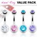 Napakoru "4 kpl Double Gem Ball Navel Ring"