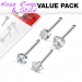 Nenäkoru "4 kpl Clear Prong Set CZ Gem Nose Bones"