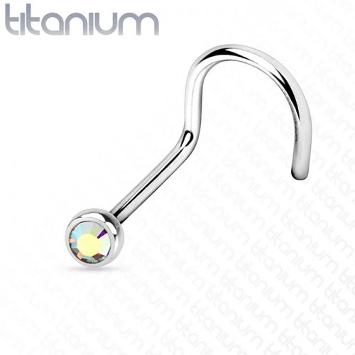 Nenäkoru Titaani Nose Screw with 2mm Gem Väri: Kristalli.