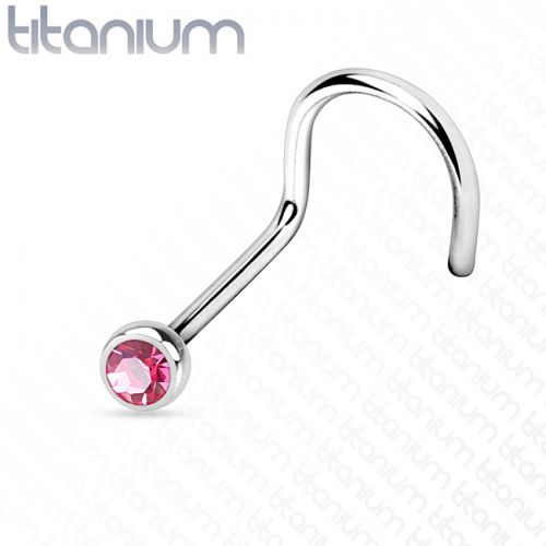 Nenäkoru Titaani Nose Screw with 2mm Gem Väri: Pink.