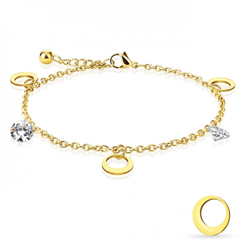 Nilkkakoru Teräs "Gold Round CZ"