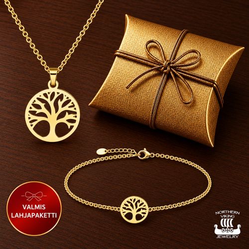 Northern Viking Jewelry® Elämänpuu Kulta – Lahjapaketti.