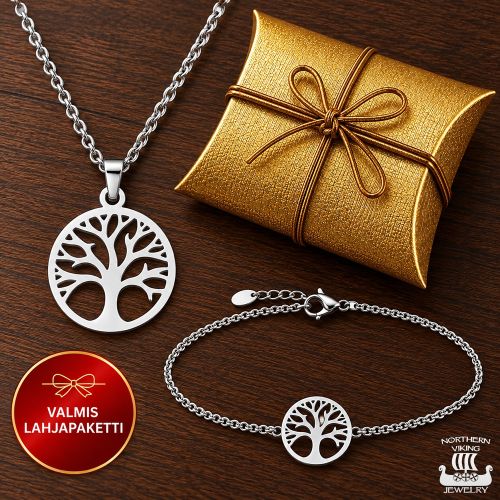 Northern Viking Jewelry® Elämänpuu Teräs – Lahjapaketti.