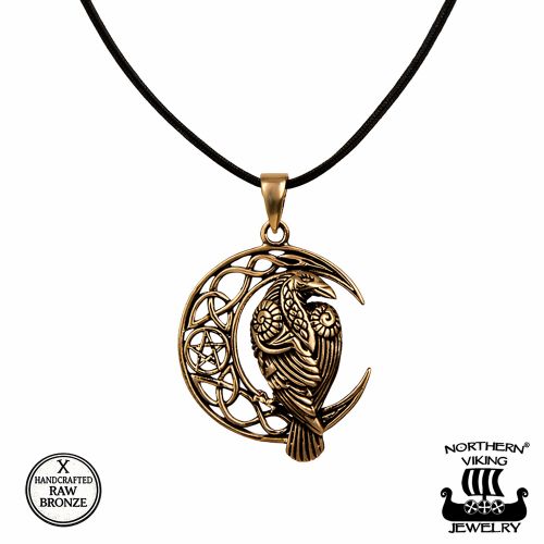 Pronssinen Viikinkikoru Moon Raven And Star Northern Viking Jewelry®
