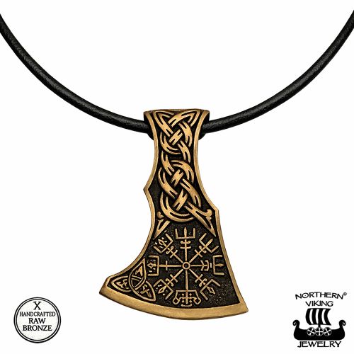 Pronssinen Viikinkikoru Vegvisir Axehead Northern Viking Jewelry®.